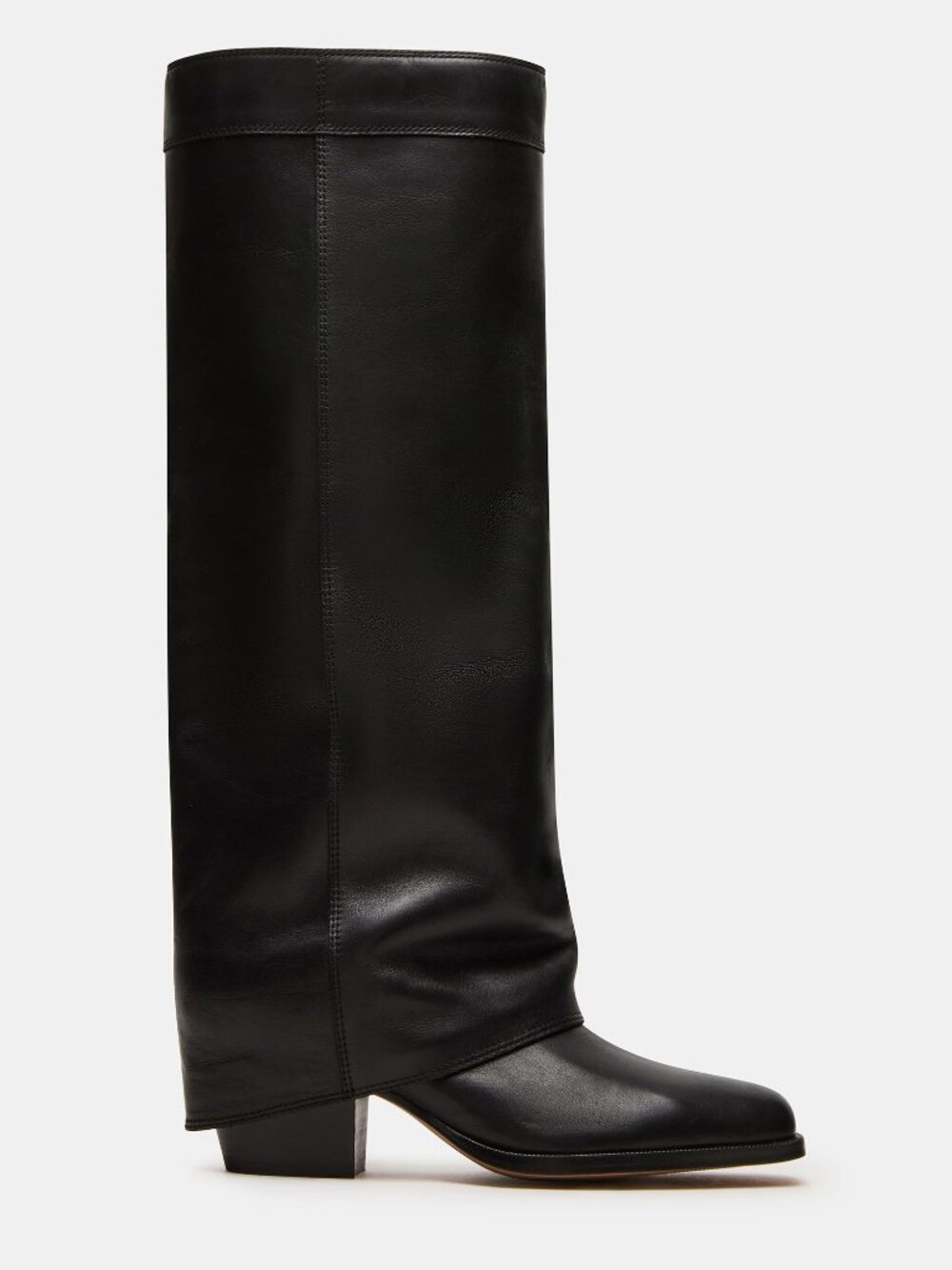 Steve Madden Winnick Wide Calf Boot in Black Leather knee high cowboy